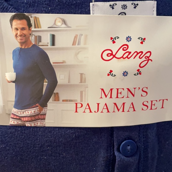 NWT men’s red blue & white reindeer pajama set size L - Picture 2 of 3